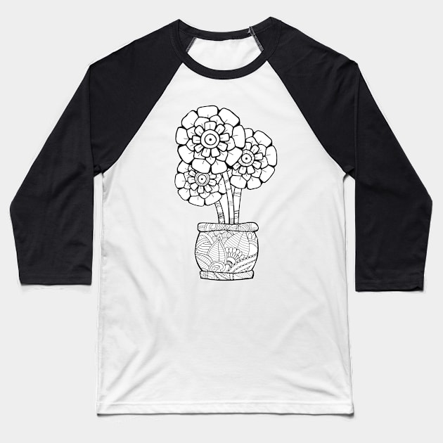 Zentangle pot Baseball T-Shirt by ComPix